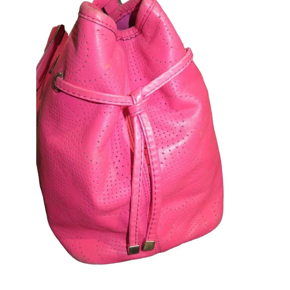 Coach Pink Sis Signature C Perforated Leather F21938 Double Handle Carryall Tote